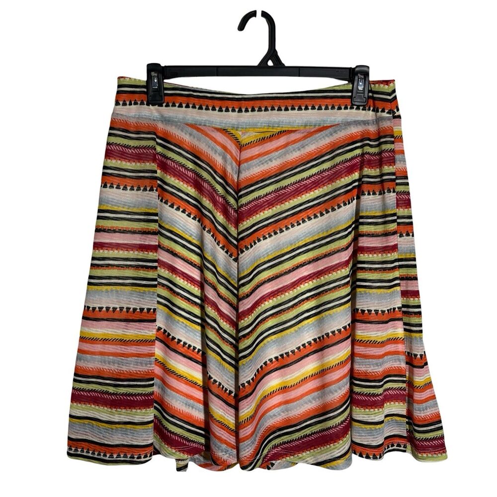 Studio JPR Multicolor Chevron Striped Pullon Midi Skirt PL Boho Swishy Retro 70s